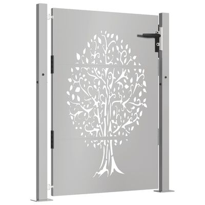 vidaXL Gartentor 105x155 cm Cortenstahl Baum-Design