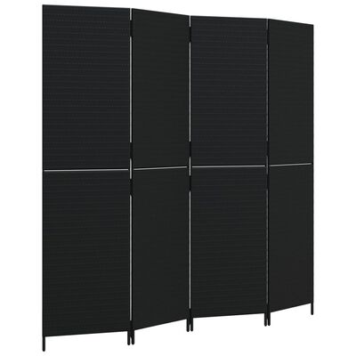 vidaXL Paravent 4-tlg. Schwarz Poly Rattan