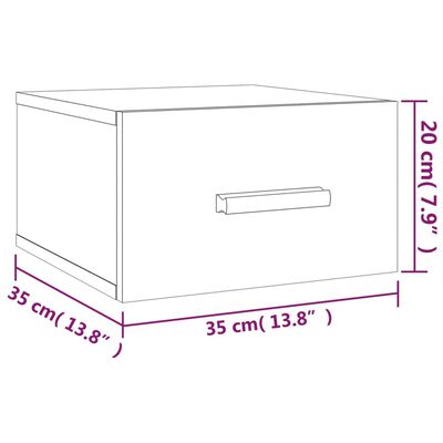 vidaXL Wand-Nachttische 2 Stk. Grau Sonoma 35x35x20 cm