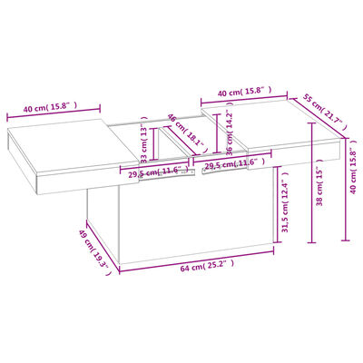 vidaXL Couchtisch Räuchereiche 80x55x40 cm Holzwerkstoff