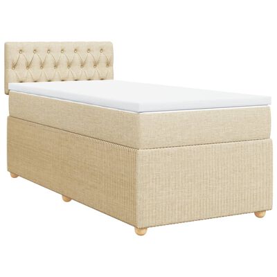 vidaXL Boxspringbett mit Matratze Creme 90x200 cm Stoff