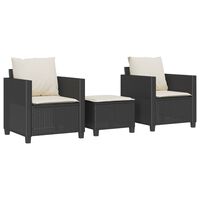 vidaXL 3-tlg. Bistro-Set mit Kissen Schwarz Poly Rattan