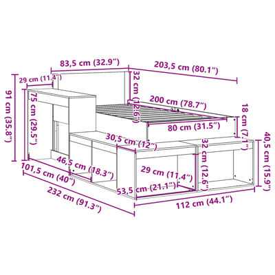 vidaXL Massivholzbett ohne Matratze Weiß 80x200 cm Kiefernholz