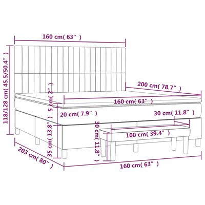 vidaXL Boxspringbett mit Matratze Rosa 160x200 cm Samt