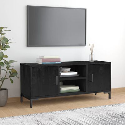 vidaXL TV-Schrank Schwarz 110x35x48 cm Massivholz Kiefer