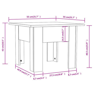 vidaXL Couchtisch Betongrau 55x55x42 cm Holzwerkstoff