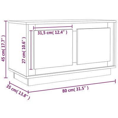 vidaXL TV-Schrank Hochglanz-Weiß 80x35x45 cm Holzwerkstoff