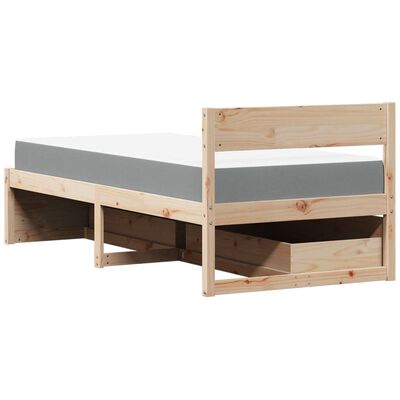 vidaXL Bett mit Schubladen und Matratze 90x200 cm Massivholz Kiefer