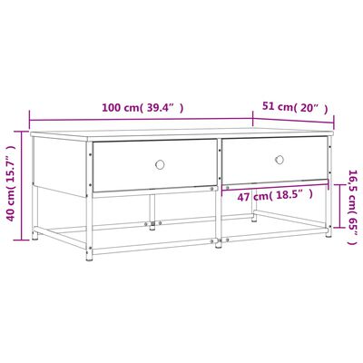 vidaXL Couchtisch Schwarz 100x51x40 cm Holzwerkstoff