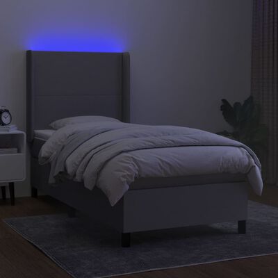 vidaXL Boxspringbett mit Matratze & LED Hellgrau 80x200 cm Stoff