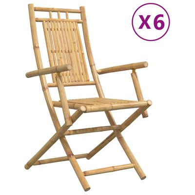 vidaXL Gartenstühle 6 Stk. Klappbar 53x66x99 cm Bambus