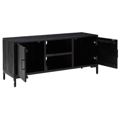 vidaXL TV-Schrank Schwarz 110x35x48 cm Massivholz Kiefer