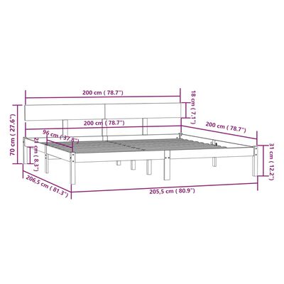 vidaXL Massivholzbett ohne Matratze 200x200 cm