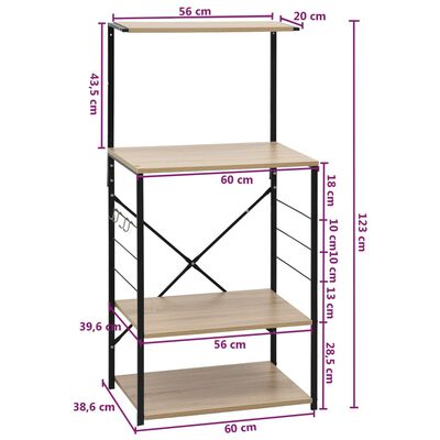 vidaXL Mikrowellenregal Schwarz Eiche 60x39,6x123 cm Holzwerkstoff