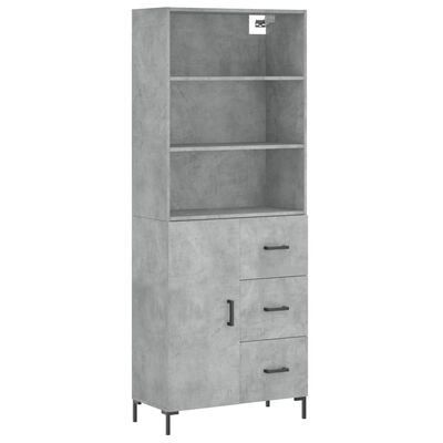 vidaXL Highboard Betongrau 69,5x34x180 cm Holzwerkstoff