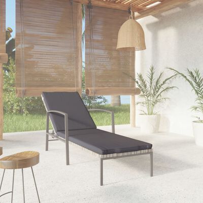 vidaXL Sonnenliege mit Auflage Poly Rattan Grau