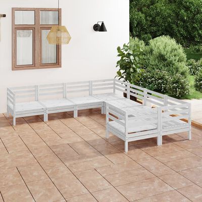 vidaXL 8-tlg. Garten-Lounge-Set Massivholz Kiefer Weiß