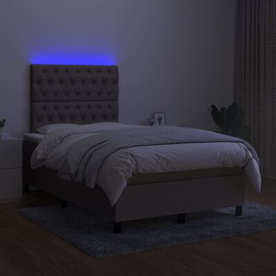 vidaXL Boxspringbett mit Matratze & LED Taupe 120x200 cm Stoff