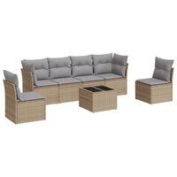 vidaXL 7-tlg. Garten-Sofagarnitur mit Kissen Beige Poly Rattan