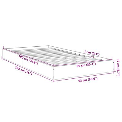 vidaXL Bettgestell ohne Matratze Räuchereiche 90x190 cm Holzwerkstoff