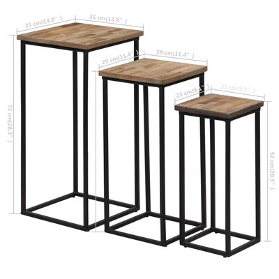 vidaXL Beistelltisch-Set 3-tlg. Recyceltes Teak