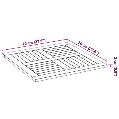 vidaXL Tischplatte 70x70x2 cm Quadratisch Massivholz Akazie