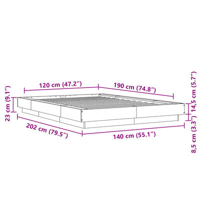 vidaXL Bettgestell Schwarz 120x190 cm Holzwerkstoff