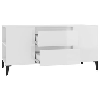 vidaXL TV-Schrank Hochglanz-Weiß 102x44,5x50 cm Holzwerkstoff