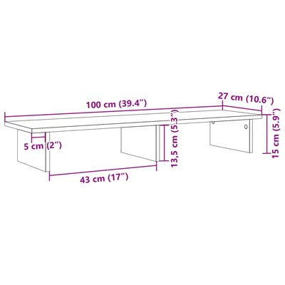 vidaXL Monitorständer Sonoma-Eiche 100x27x15 cm Holzwerkstoff