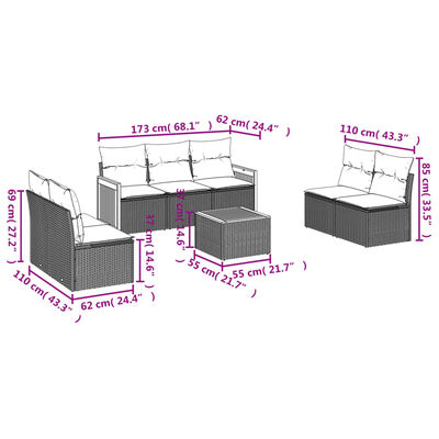 vidaXL 8-tlg. Garten-Sofagarnitur mit Kissen Beige Poly Rattan