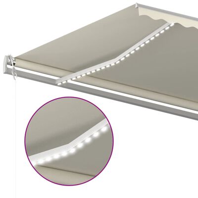 vidaXL Markise Manuell Einziehbar mit LED 6x3 m Creme