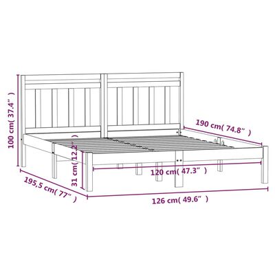 vidaXL Massivholzbett 120x190 cm