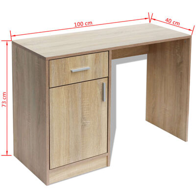 vidaXL Schreibtisch mit Schublade und Schrank Eiche 100x40x73 cm