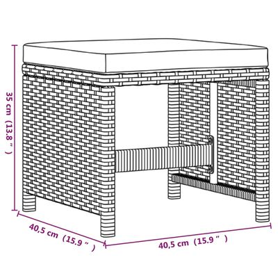 vidaXL 19-tlg. Garten-Essgruppe mit Kissen Poly Rattan Schwarz