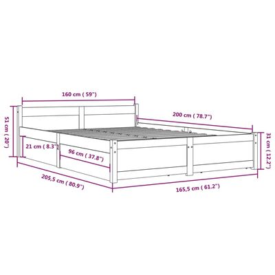 vidaXL Bett mit Schubladen 160x200 cm