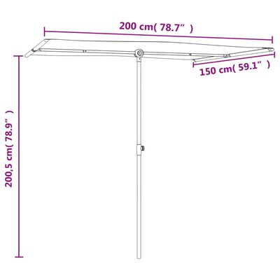 vidaXL Sonnenschirm mit Aluminium-Mast 2x1,5 m Schwarz