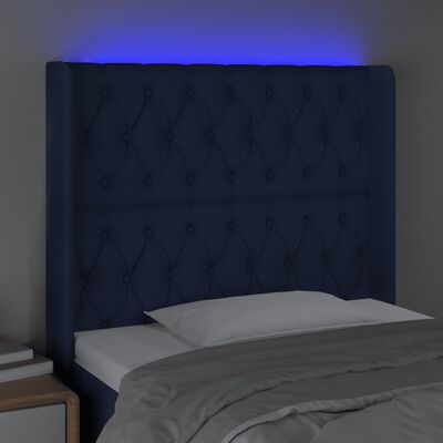 vidaXL LED Kopfteil Blau 93x16x118/128 cm Stoff