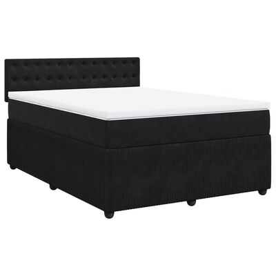 vidaXL Boxspringbett mit Matratze Schwarz 140x190 cm Samt