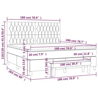 vidaXL Boxspringbett mit Matratze Dunkelbraun 180x200 cm Stoff