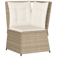 vidaXL Garten-Ecksofa mit Kissen Beige Poly Rattan