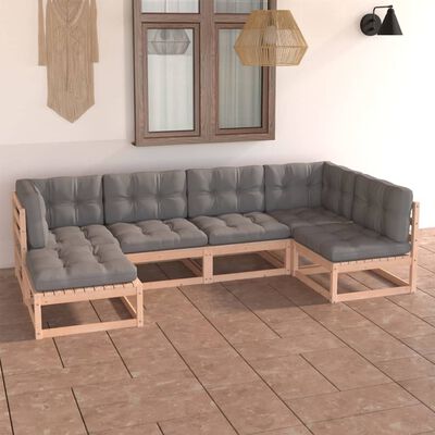 vidaXL 6-tlg. Garten-Lounge-Set mit Kissen Massivholz Kiefer