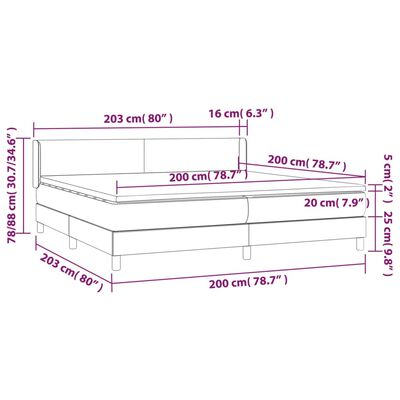 vidaXL Boxspringbett mit Matratze Grau 200x200 cm Kunstleder