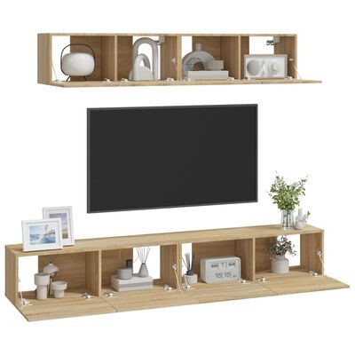 vidaXL 4-tlg. TV-Schrank-Set Sonoma-Eiche Holzwerkstoff