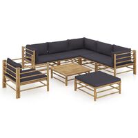 vidaXL 8-tlg. Garten-Lounge-Set mit Dunkelgrauen Kissen Bambus