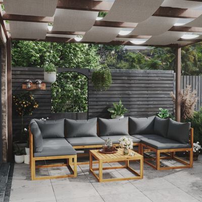 vidaXL 7-tlg. Garten-Lounge-Set mit Auflagen Massivholz Akazie