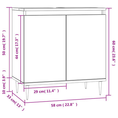 vidaXL Badschrank Braun Eichen-Optik 58x33x60 cm Holzwerkstoff