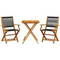 vidaXL 3-tlg. Bistro-Set Schwarz Polypropylen und Massivholz