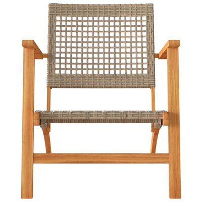 vidaXL Gartenstühle 2 Stk. Beige Poly Rattan und Akazienholz