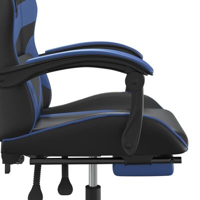 vidaXL Gaming-Stuhl mit Fußstütze Drehbar Schwarz & Blau Kunstleder