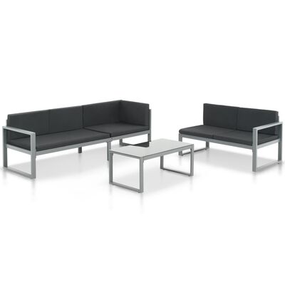 vidaXL 3-tlg. Garten-Lounge-Set mit Kissen Aluminium Schwarz